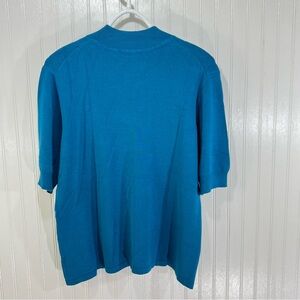 NWT Coldwater Creek Aqua Blue Short Sleeve Mock Turtleneck Sweater Size 16